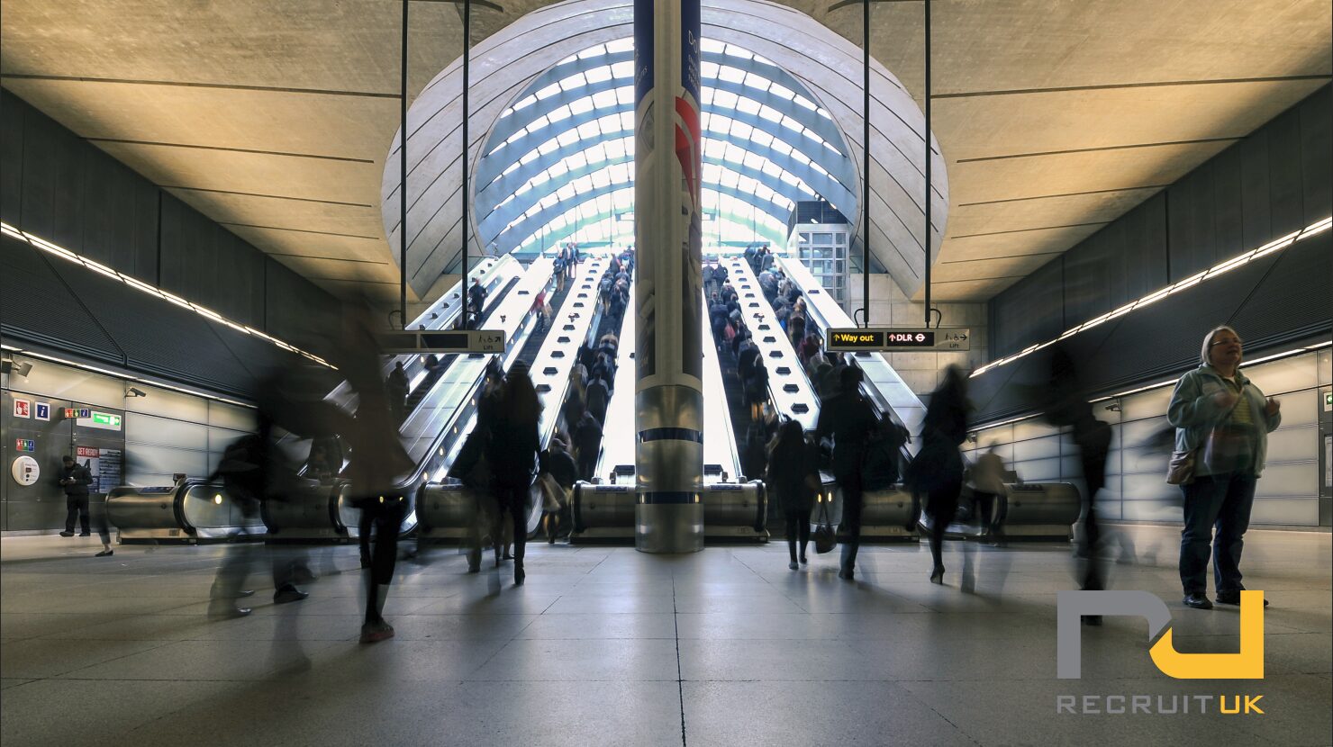 Picture of people walking through London Tubes