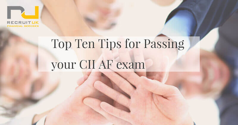 Top ten tips for passing your CII AF exam written on top of hands