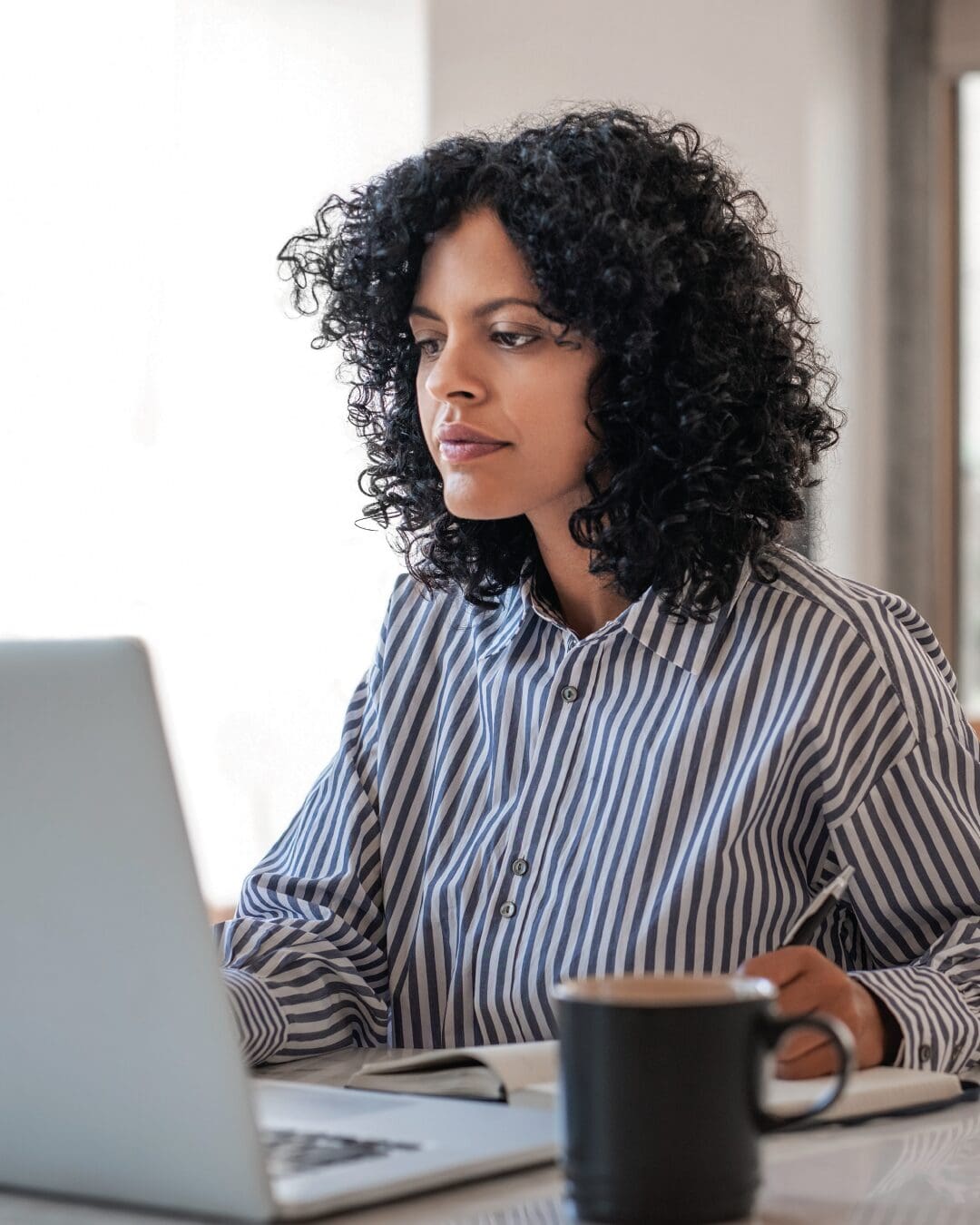 Woman working on a laptop