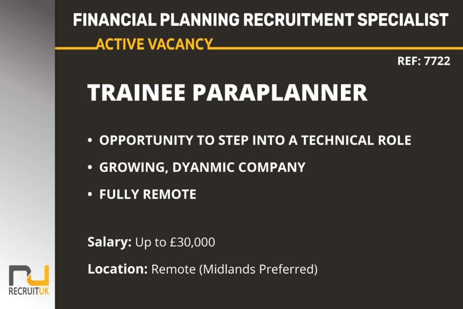 Trainee Paraplanner, Remote (Midlands Preferred)