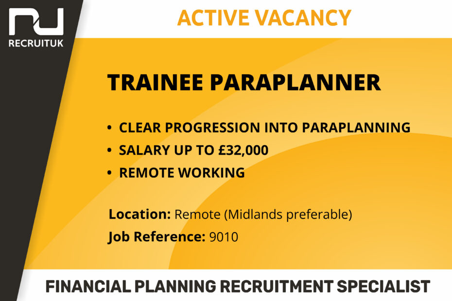 Trainee Paraplanner, Remote (Midlands preferable)