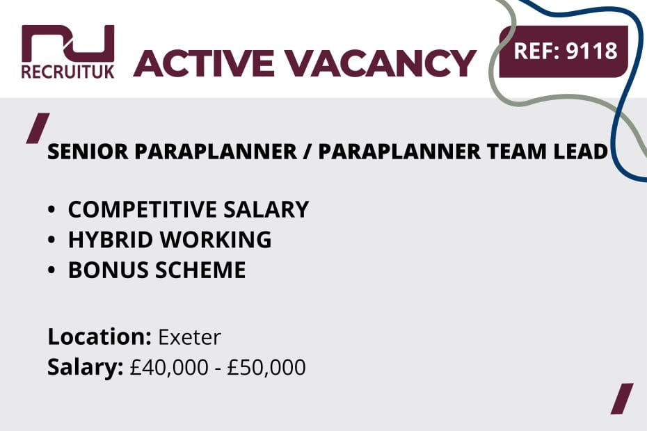 Senior Paraplanner / Paraplanner Team Lead, Exeter