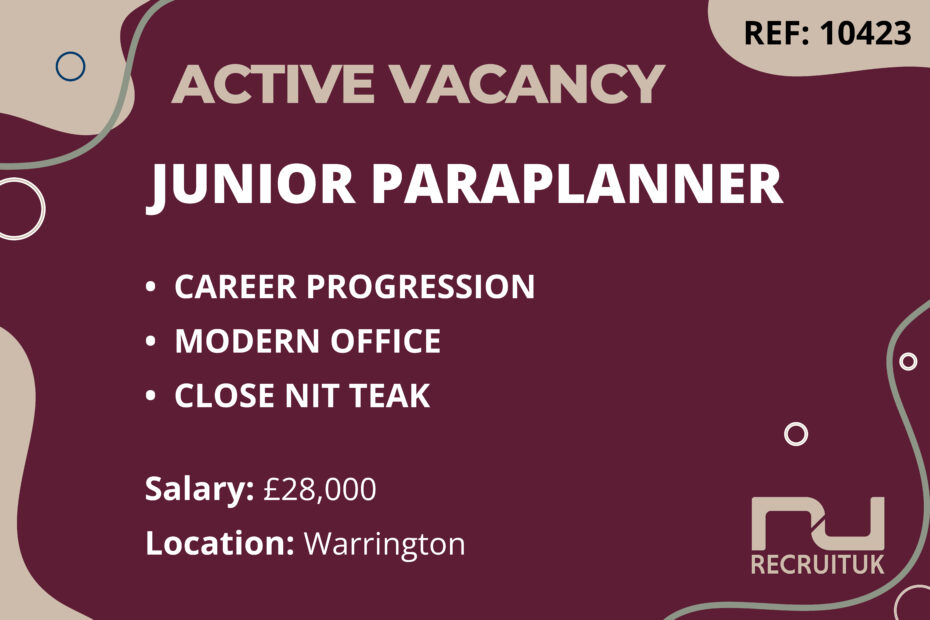 Junior Paraplanner, Warrington